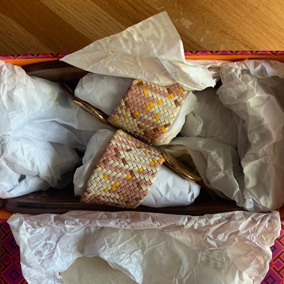 NWT Tory Burch Patos Disk Sandal in Neutral Woven 8 - Picture 11 of 12